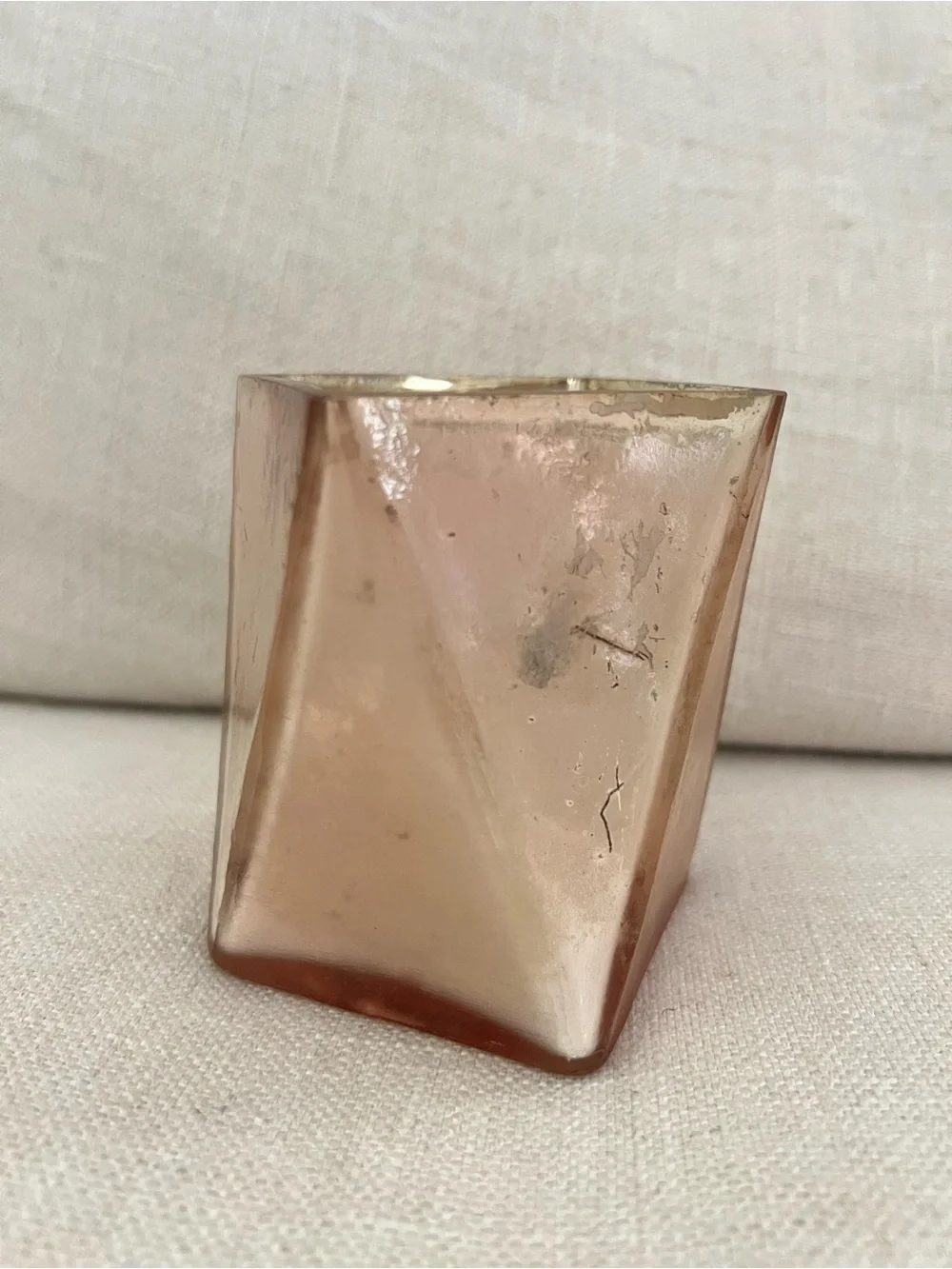 West Elm Mercury Glass Decorative Geometric Glass Votive Holder - Rose Gold